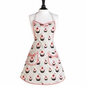 NWT Cherry Cupcake Apron Pink Trim Charlotte Sex in the City